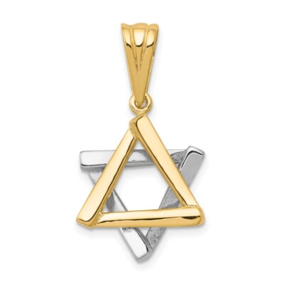 14k Two-tone Gold Star of David Pendant for Women 3.21g, L-28mm, 16mm