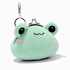 Claire's Cute Frog Soft Plush Coin Keychain Money and Small Goods Pouch NWT