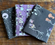 3 Fat Quarters Riley Blake "Spooky Schoolhouse" Halloween Sparkle Quilt Cotton