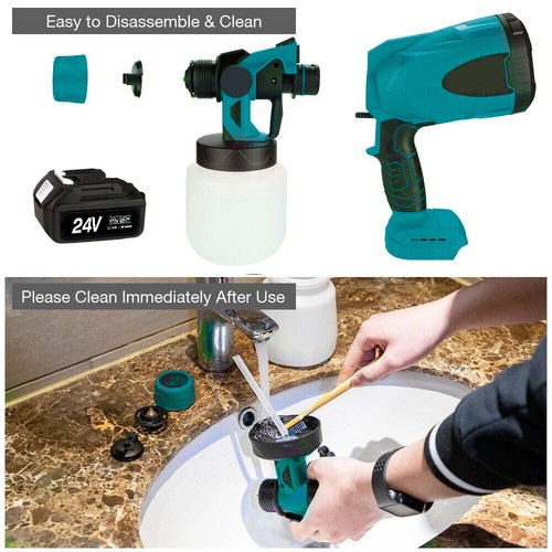 800ML Electric Spray Gun HVLP Cordless Paint Sprayer Auto Furniture Wall Coating - Picture 15 of 25