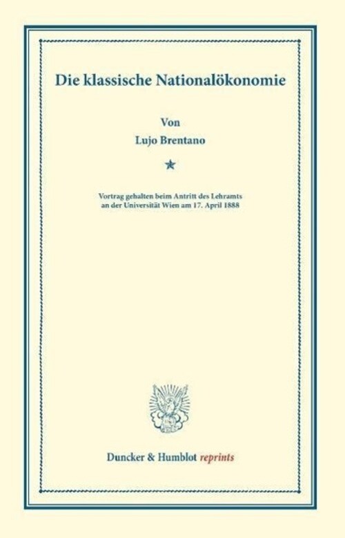 Thumbnail - Die Klassische Nationalökonomie Lujo Brentano Taschenbuch Paperback 32