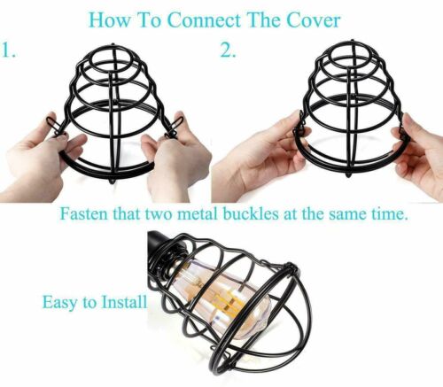 Ceiling Light Shade - Industrial Wire Cage Pendant Lampshade Black Metal Vintage - Picture 2 of 40