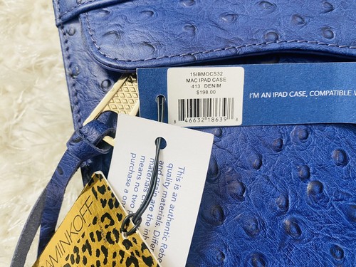 NWT Rebecca Minkoff iPad 2 Purple Ostrich Leather Case Holder w / Gold Hardware - Imagen 2 de 12