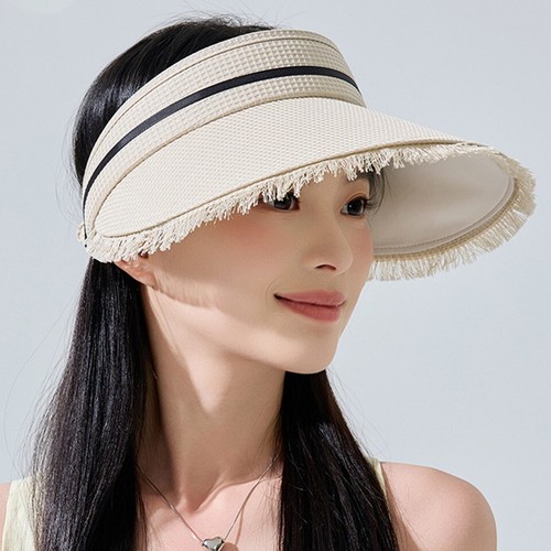 Women's Visor Hat Swimming Cap Beach Pony Tail Sun Wide Brim Summer Ladies Sport - Picture 6 of 17