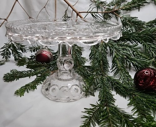 LE Smith Glass Moon And Stars Pedestal Cake Plate With Rum Well, Vintage - Picture 7 of 14