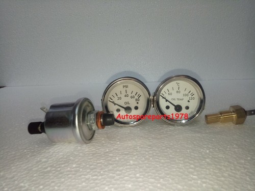 2" / 52mm Electrical Oil Pressure and Oil Temp Gauge with senders - White Face - Picture 3 of 3