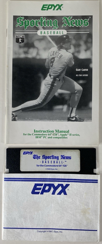The Sporting News Baseball Commodore 64/128 Epyx Instructions Included UNTESTED