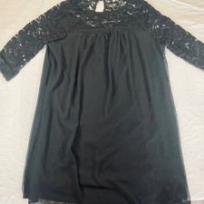 AUW As You Wish Little Black Dress Womens 2X Black Lace Half Sleeve