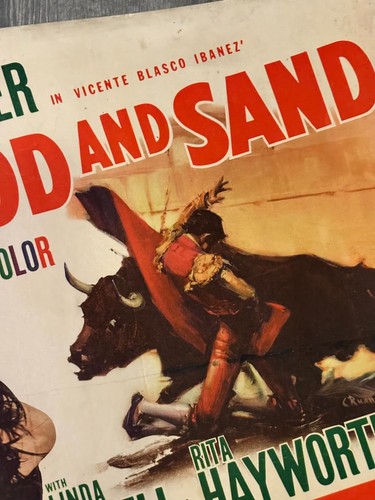 Blood And Sand Very Rare Original 1941 Half Sheet 22/28 Tyrone Power Hayworth - Imagen 6 de 9