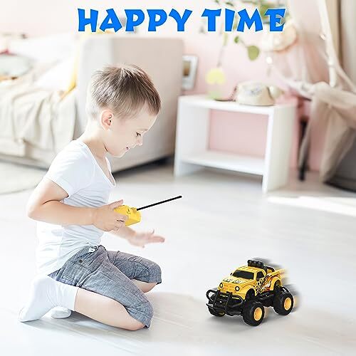 Remote Control Car for Boys 4-7, 1:43 Scale Mini RC Car for Kids 3-5, Yellow