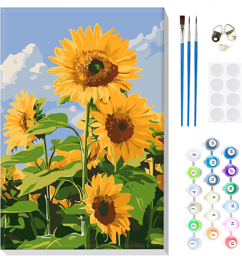 MOGTAA Paint by Numbers for Adults Beginner with Frame, Sunflowers Paint by Numb - Picture 12 of 12