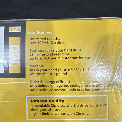 Lecteur externe IOMEGA Zip 100 pour PC port parallèle #10012 - NEUF SCELLÉ - Rare !! - Photo 5/11
