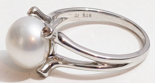 Gorgeous Honora 4 Diamond & 10-12mm Pearl Sterling Silver RIng Size 10 MANY MORE - Picture 6 of 12
