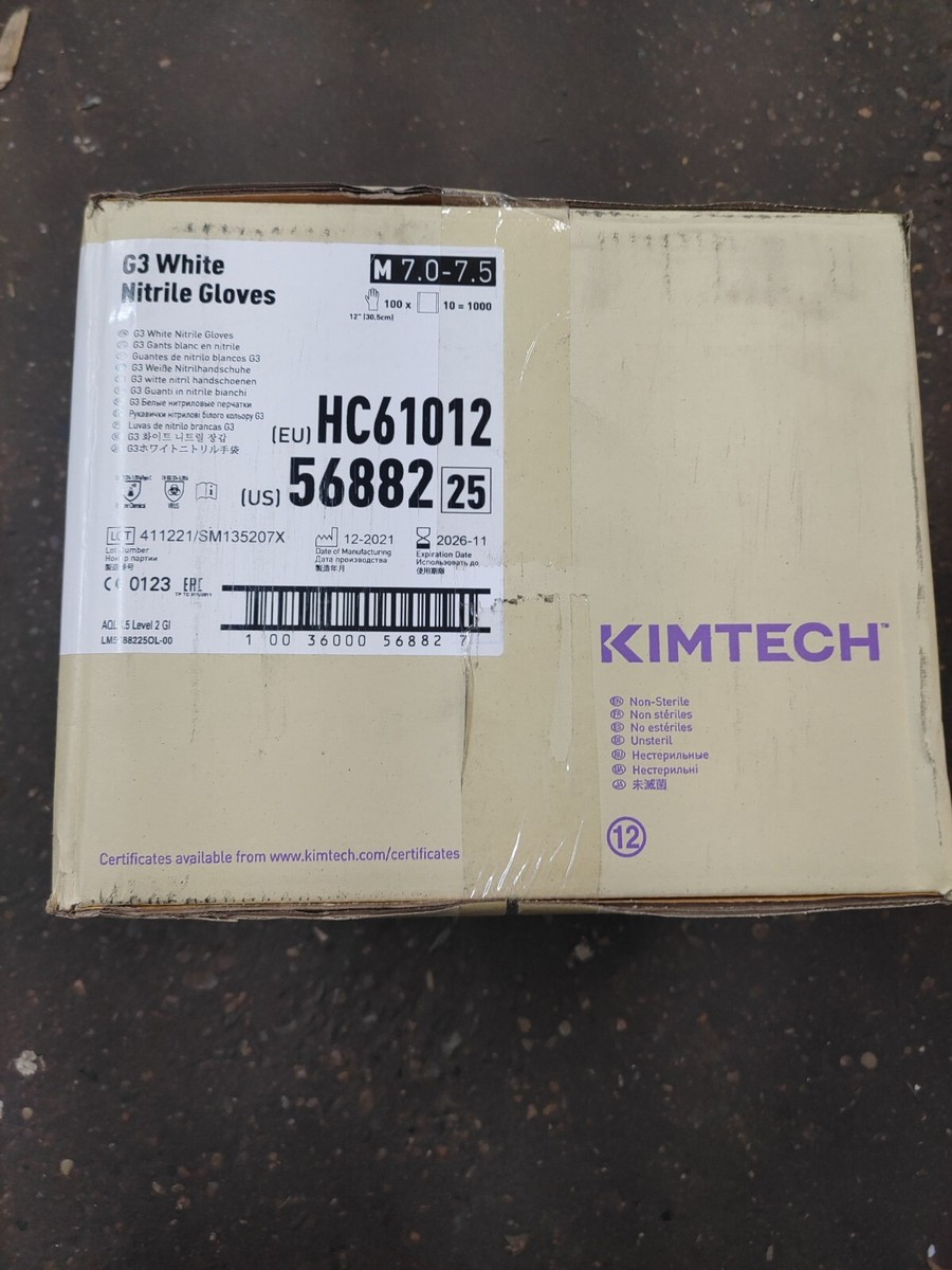 Kimberly-Clark Kimtech 56882 G3 White Nitrile 1000 Gloves Size M