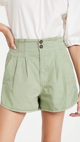 Free People Women's Pleated Shorty Pull On Shorts, Cool Moss, Green, XS - Picture 2 of 6