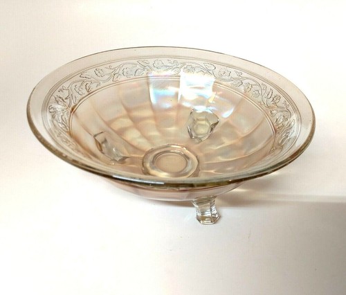Schillernde Karneval Glas Servierschale mit Fuß und Blumenband Design 9" x 3" - Bild 4 von 7
