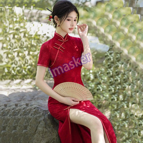 Vestido de noche largo de verano chino tradicional de encaje Cheongsam para mujer Qipao - Imagen 13 de 19