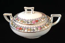 Homer Laughlin China HLC4100 Floral Lattice Gold Rim - LIDDED SUGAR BOWL