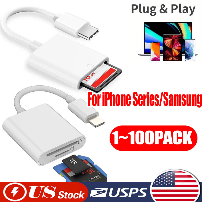 SD Card Adapter Camera Reader for iPad iPhone 6 7 8 Plus 11 12 15Pro X Xs Lot-image