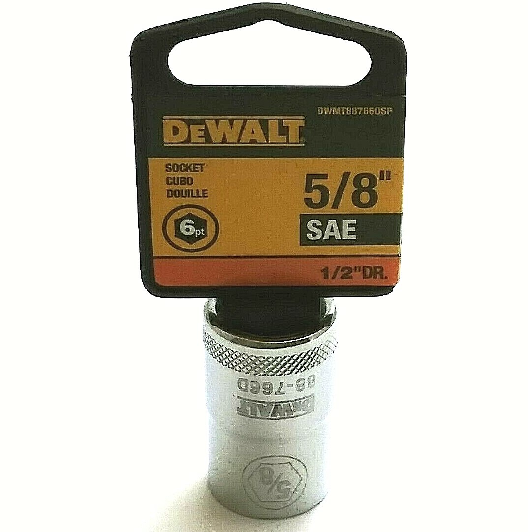DEWALT 1/2" Drive Socket 5/8" SAE - 6 Point Chrome Vanadium