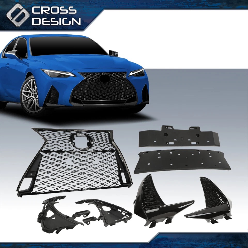 Juego deportivo parrilla delantera negro brillante apto para Lexus IS250 IS350 F 2017-2022 Foto 2 de 4