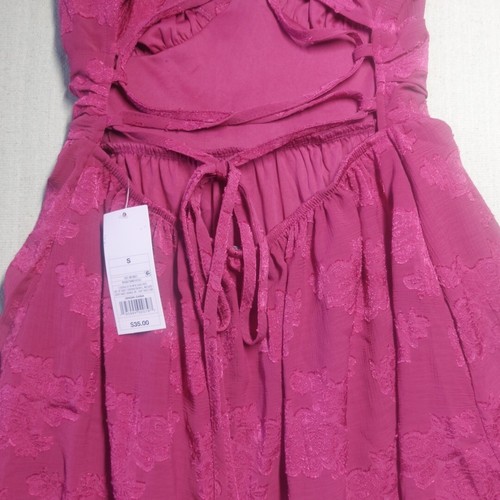 Wild Fable Dress Womens Small Pink Floral Mini Open Strappy Back Pockets - Picture 14 of 19