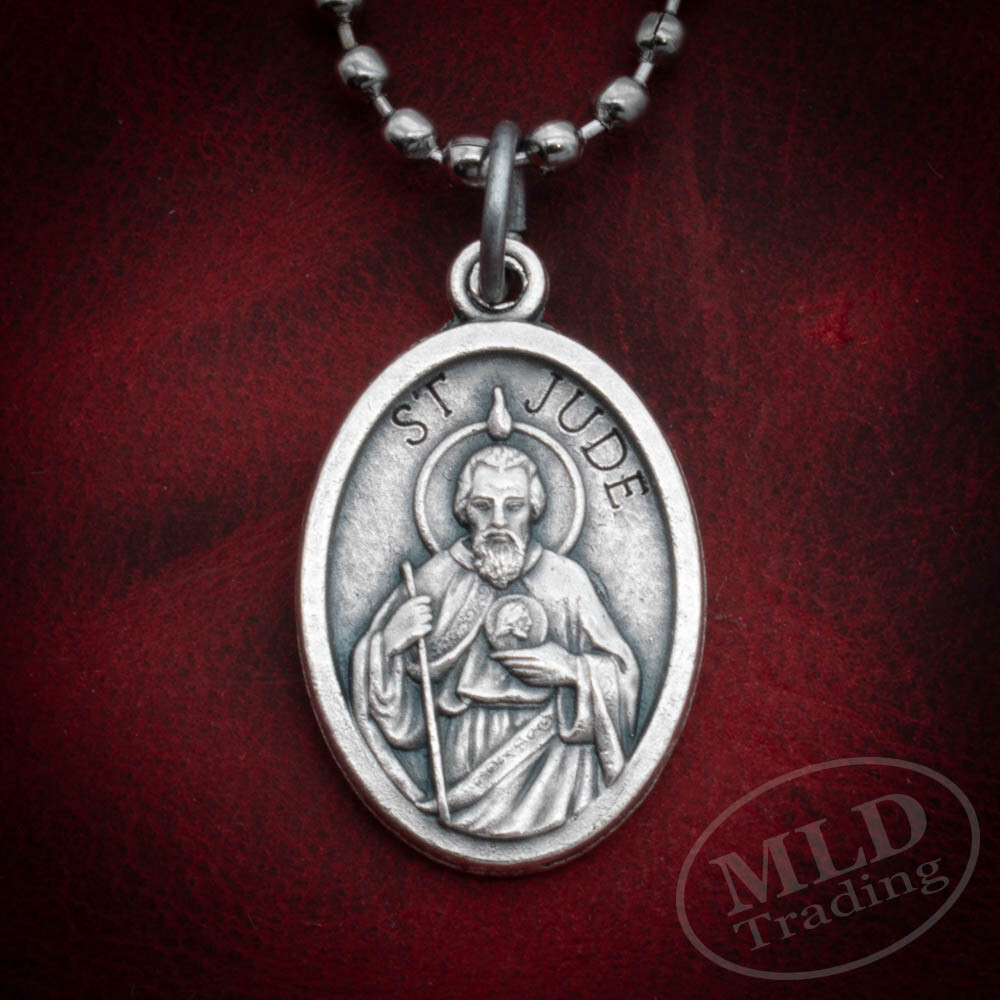 Saint St Jude Medal Pendant Necklace Zinc Alloy, Made in Italy