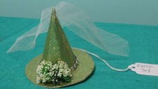 Olive Pointed Fascinator White Veil White Flower Women Girls Small Dolls FNPS34