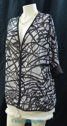 Alberto Makali stretch semi sheer JACKET light coat top blouse cover knit L NEW - Picture 1 of 8