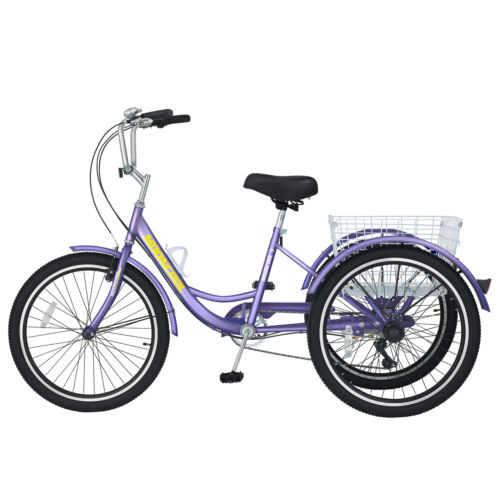 Adult Tricycle 20/24/26inch 7 Speed 3Wheel Bike Cruiser Trike w/Shopping Basket - Picture 35 of 42