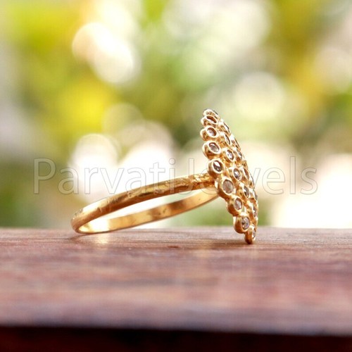 Natural Diamond Ring, Solid 14k&18k Gold Handmade Christmas Ring, Women Ring - Picture 4 of 7