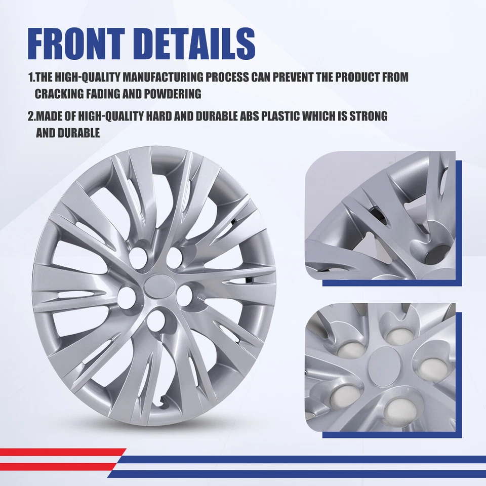 Juego de 4 tapacubos completos plateados a presión para Toyota Camry 2012-2014 16" Foto 3 de 4