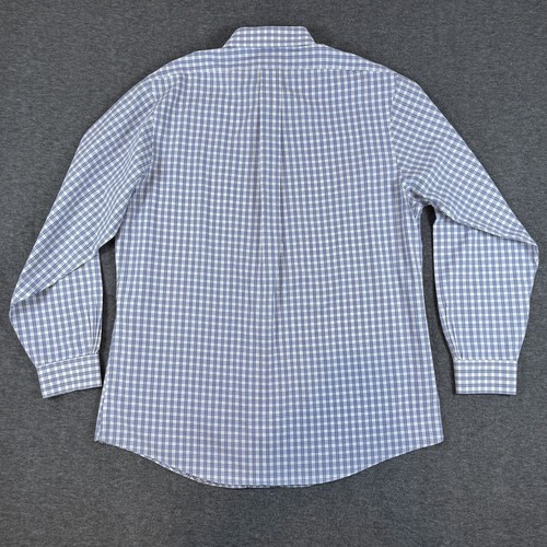 Brooks Brothers Shirt Mens 17 35 Blue White Plaid Regent Non Iron Supima Cotton - Picture 10 of 13