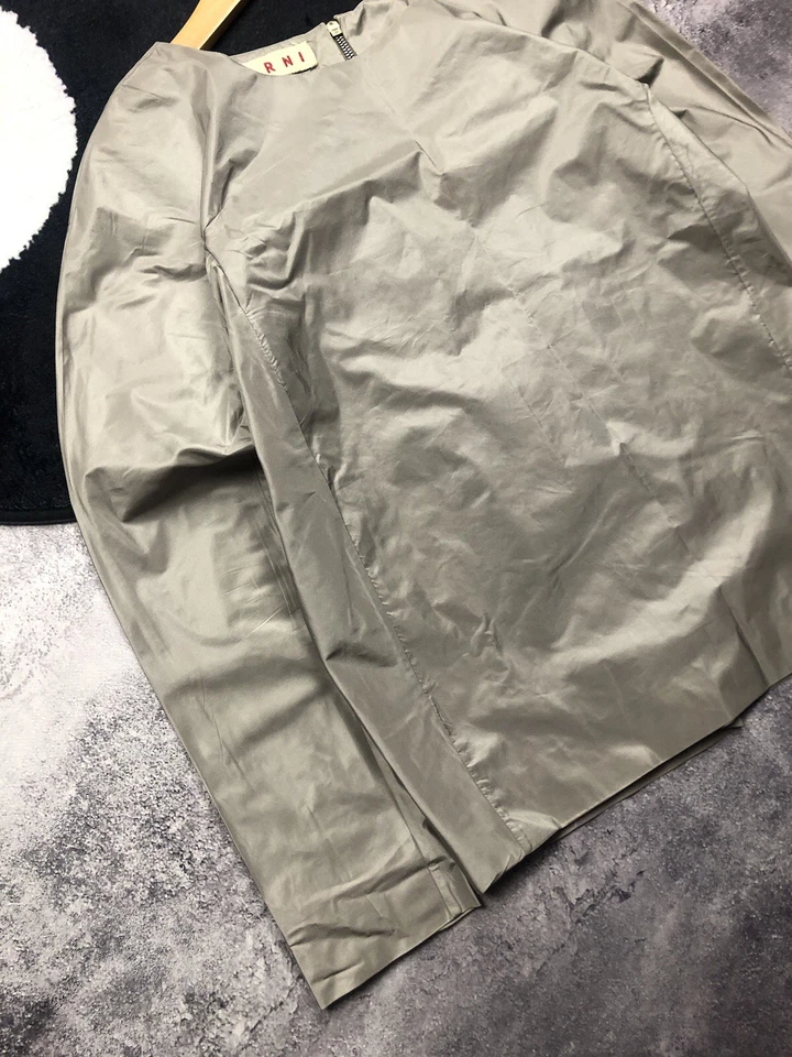 Jaqueta de manga comprida muito rara Marni Seta 100% seda com relâmpago - Imagem 3 de 4