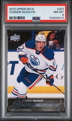 2015-16 Upper Deck 1 Series Connor McDavid Young Guns #201 Oilers PSA 8 NM-Mint