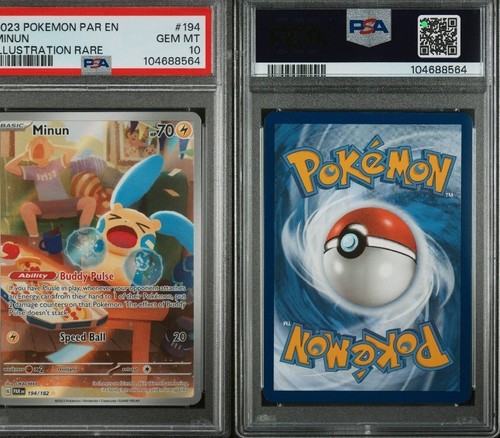 PSA 10 GEM MINT Minun Paradox Rift Full Art Holo Pokemon Card #194/182 ...