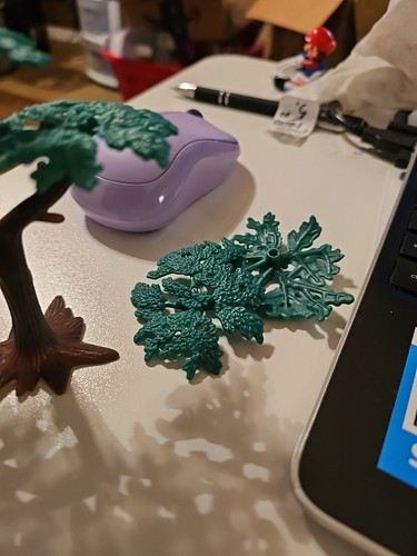 Unbranded Brown Plastic Tree Toy With Three Green Leaf Set- 4 Inches (And 2 Ext - Picture 10 of 11