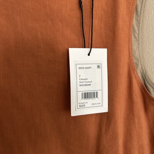 Abito donna senza maniche mod cambio nuovo con etichette Theory $325 canyon morbido crunch *taglia 2* - Foto 2 di 6