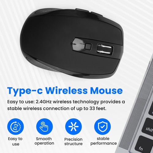 Typ-C 2,4 Ghz Funk Maus Verfügbar Mit Usb C Empfänger Für Pro Und Chromebo6134 - Bild 5 von 7