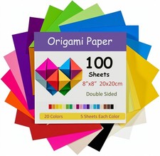 100 Sheets Origami Paper, 20x20 cm/8 Inch Large Paper Multicolor