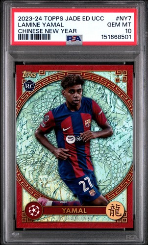 TOPPS JADE EDITION UEFA CLUB COMPETITIONS CHINESE NEW YEAR LAMINE YAMAL PSA 10