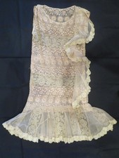 1920's Ivory Cotton Net and Filet Lace Flapper Style Dress -  900-729 