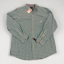 Chaps Easy Care Button Down Shirt Men  s Medium Blue White Check NWT