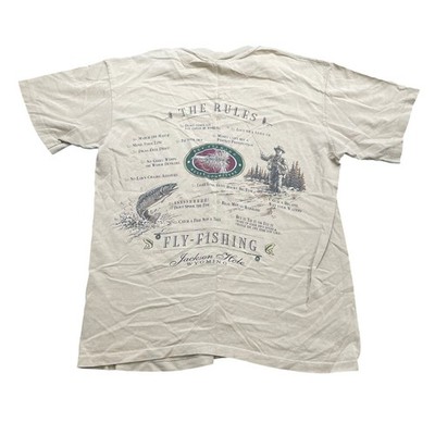 Vintage Anvil Fly Fishing Rules TShirt Jackson Hole Wyoming Single Stitch Medium