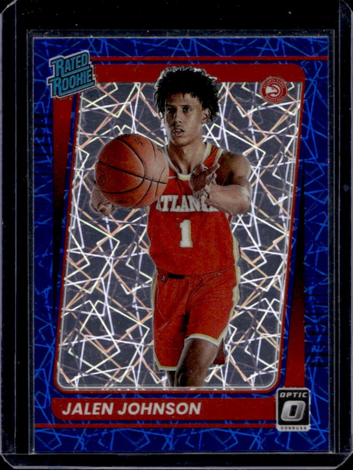 2021-22 Panini Donruss Optic Jalen Johnson Blue Velocity Prizm RC #181 Hawks