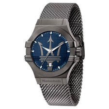 Mens Wristwatch MASERATI POTENZA R8853108005 Steel Mesh Black Blue