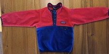 Patagonia Synchilla Baby 3T Fleece Jacket Red Blue Colorblock Button Closure