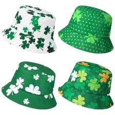 4 Pcs St. Patrick's Day Bucket Hat Shamrock Fisherman Hat Clover Green Irish ...