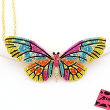New Fashion Women Cute Bling Butterfly Mix Color Crystal Pendant China Necklace