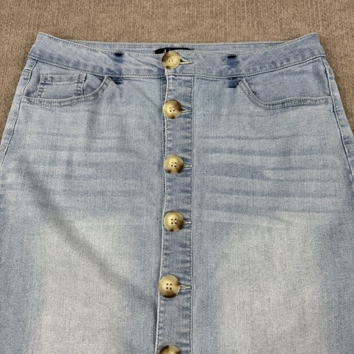 d. Jeans Denim Midi Skirt Size 10 Stretch Faded Blue Jean Modest Button Front - Picture 3 of 15